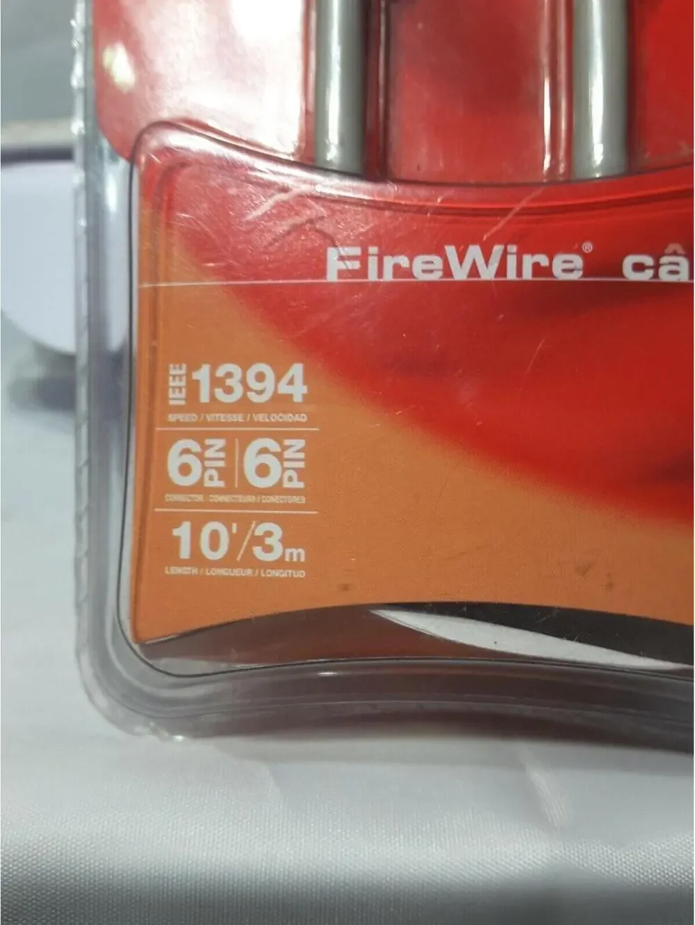 RCA FireWire Cable IEEE 1394 6-Pin to 4-Pin Gold Plated 10 Ft High Speed